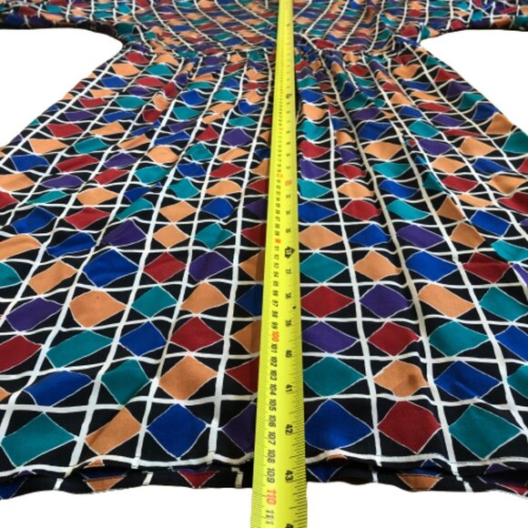 Vintage Charles Bianco 100% midi dress in geometric pattern - Picture 13 of 14